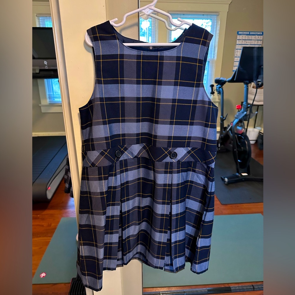 Lands End School Jumper Dresses in Classic Navy Plaid